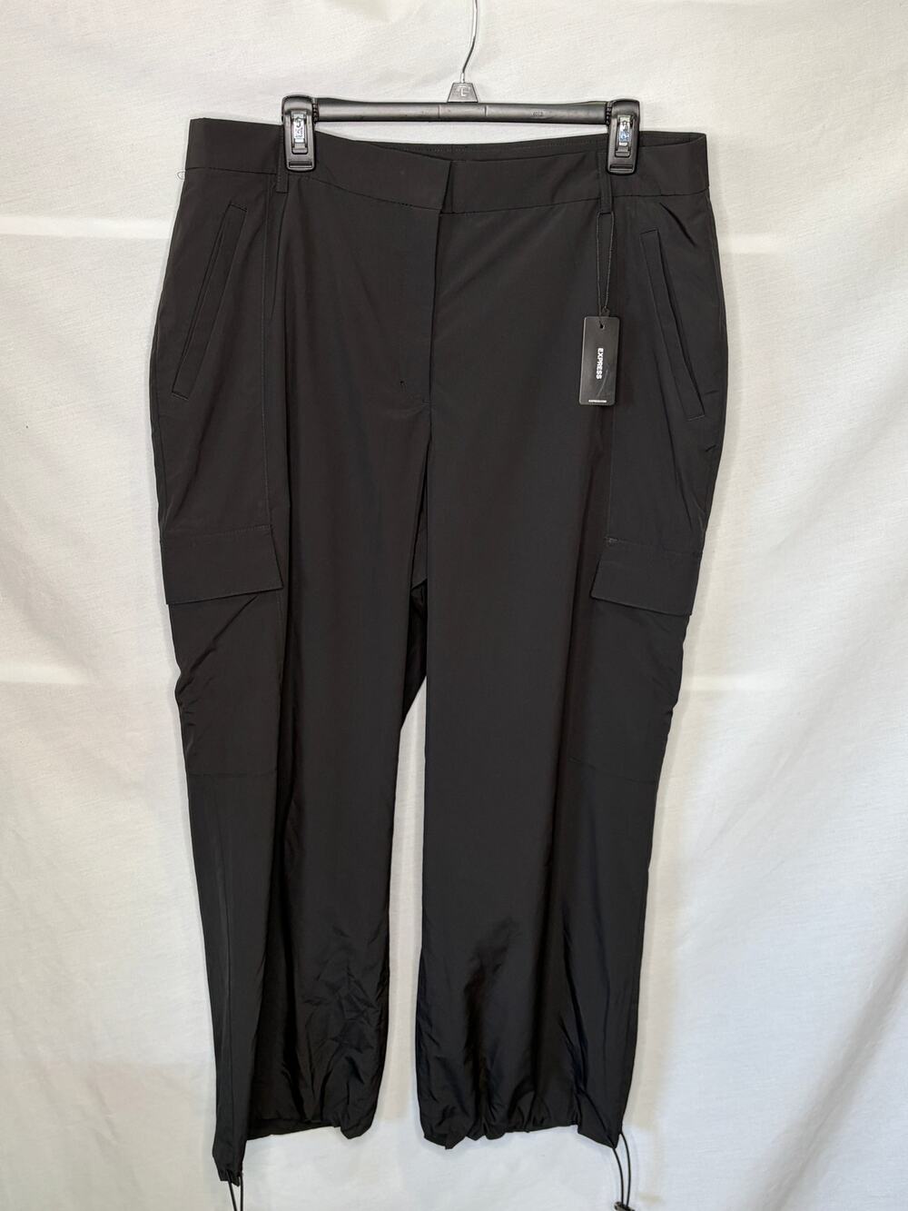 Express Black Lightweight Cargo Travel Pants 14 Short NWT
